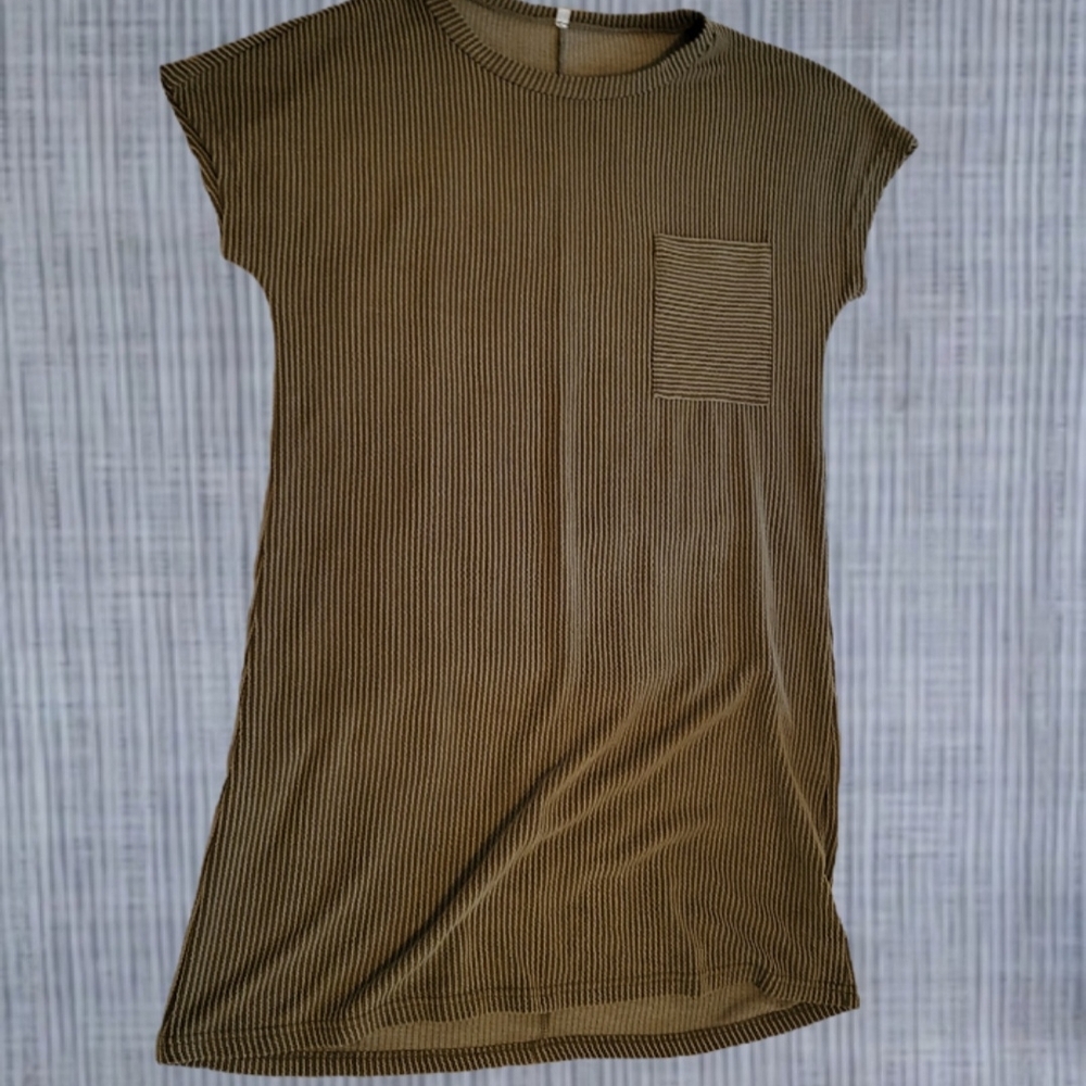 Striped Brown Casual Dress
